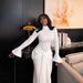 Elegant Solid Color Long Sleeve Dress With Tie Belt, Flowy Sash For A Chic And Sensational Look_ecoleips.com