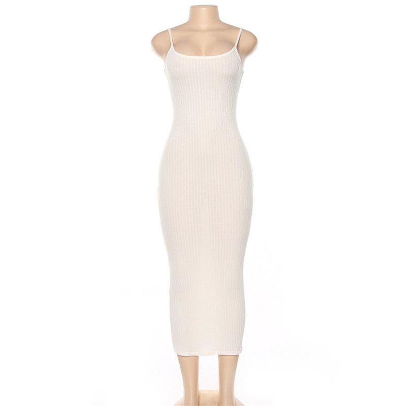 2021 Summer New Women's Fashion Color-Block Strap Sexy Backless Bodycon Dress_ecoleips.com