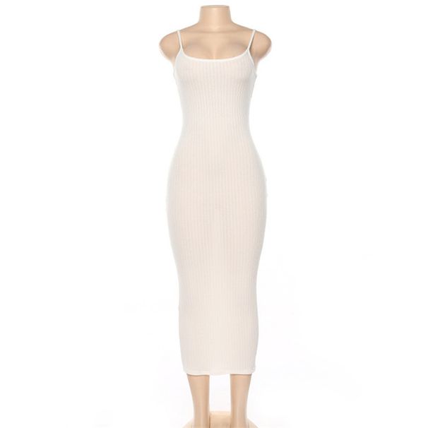 2021 Summer New Women's Fashion Color-Block Strap Sexy Backless Bodycon Dress_ecoleips.com