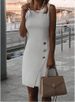 Women's Clothing Summer Sleeveless Solid Color Temperament Dress_ecoleips.com
