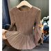 Women's Clothing Three Home Design Bubble Sleeve Solid Color Pleated Top Temperament Commuting All Match Slim And Stylish Small Shirt Female Summer_ecoleips.com