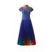 Women's Clothing rainbow print short sleeved loose skirt women's two piece suit_ecoleips.com