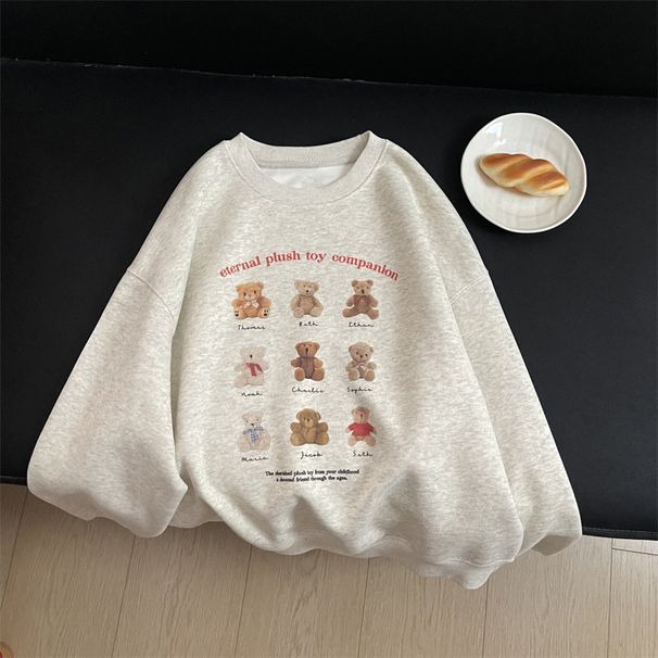 Men's Women's Retro Hong Kong Style Trendy Brand Crew Neck Sweatshirt Fleece Lined Thickened Pullover Coat for Couple Autumn Winter Fashion_ecoleips.com