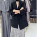 Black Suit For Autumn Fashion, Versatile And High-End, V-Neck Loose, Slimming And Elegant Coat For Women_ecoleips.com