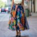 Women's Clothing A-Line Swing Skirt With Pleats - Flowy Midi Length Skirt For Casual Style_ecoleips.com