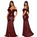 Women's Clothing Sequined Dress New Style Evening Dress Sexy Sling Beaded Splicing Mesh Model For Women_ecoleips.com