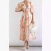 Women's Bohemian Floral Mid-Length With Ruched Beach Flowy Dress_ecoleips.com