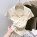 Women's Clothing Lapel Sweater Short Sleeve Slim Short Tops_ecoleips.com