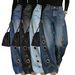 Women's Loose Fit Denim Jeans With Metal Grommet Details - Vintage Washed Blue & Black High-Rise Wide Leg Trousers For Casual Style_ecoleips.com