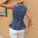 Aria Basics Aria Basics European American Independent Site Women's New Summer Denim With Versatile Lace And Button Design Tank Top_ecoleips.com