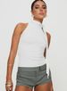 Women's Solid Color High Neck T-Shirt Sleeveless Summer Top European American Style with Tie Ribbon D24TP380_ecoleips.com