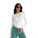 2025 Spring And Autumn Women's Clothing New Style Solid Color Round Neck Slimming Bottom Shirt Long Sleeve T-shirt Top_ecoleips.com