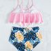 Women's Clothing High Waist Bikini Two Piece Set Floral Print Swimsuit Polyester Fabric With Chest Pad No Steel Support_ecoleips.com