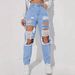 Women's Clothing Trendy Distressed Ripped Jeans For Women Washed Straight Leg Ladies Trousers_ecoleips.com