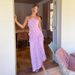 Chic Pleated Halter Neck Long Vacation Dress High Quality Purple Strapless Lotus Edge Maxi Dress 2025 New Lady Vacation Gowns_ecoleips.com