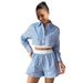 Aria Basics Aria Basics 211466 Cross-border European And American Striped Shirt Long-sleeve Women's Two-piece Set, Fashionable Casual Elastic_ecoleips.com