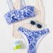 European And American Style Two Piece Swimsuit Set 2026 Hot Selling Strapless Bikini Set with Detachable Thin Straps Printed Design for Women_ecoleips.com