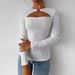 Voya Women's Clothing Simple And Elegant Style T-shirt For Spring And Summer Fashion Versatile Commuting Lace Hollow Out Long Sleeved Top_ecoleips.com
