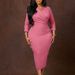 plus Size Women's Fashion V Neck Solid Color Bodycon Pencil Skirt D3356 Slimming African Dress_ecoleips.com
