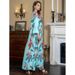 Women's Clothing Robe Middle East Printing Hot Diamond Bubble Beads Ethnic Style_ecoleips.com
