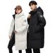 Men's And Women's Mid-Length Hooded down Jacket Two-Way Outdoor Workwear Sportswear High Quality National Standard_ecoleips.com