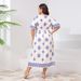 Women's Clothing Loose Large Size Trumpet Sleeve V Neck Dress Seaside Holiday Fresh Print Mid Length Skirt_ecoleips.com