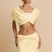 Women Stylish Pleated Geometric Patchwork 2‑Piece Outfit Elegant Bandeau Top High Waist Midi Skirt Matching Dress Set_ecoleips.com