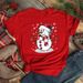 European And American Cross-border Foreign Trade Women's Clothing Christmas Merry Round Neck Printed Ladies Short Sleeve_ecoleips.com