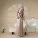 Dubai Elegant Solid Color Muslim Abaya Belt Two-Piece Set_ecoleips.com