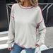 Women's Clothing Autumn New Autumn And Winter New Pullover Round Neck Contrast Color Loose Sweater For Women_ecoleips.com