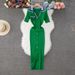 Women's Clothing Polo Collar Contrast Dress Short Sleeve Embroidered Long Dress Waist Slim Knitted Dress_ecoleips.com