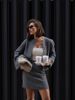 Elegant Ribbed Knit Sweater & Mini Skirt Set – Slim-Fit Long Sleeve Cardigan With Button Detail For Women_ecoleips.com