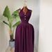 Elegant High-Waisted A-Line Sleeveless Dress – Summer V-Neck Shift Dress With Lapel Collar (Wine Red/Black)_ecoleips.com