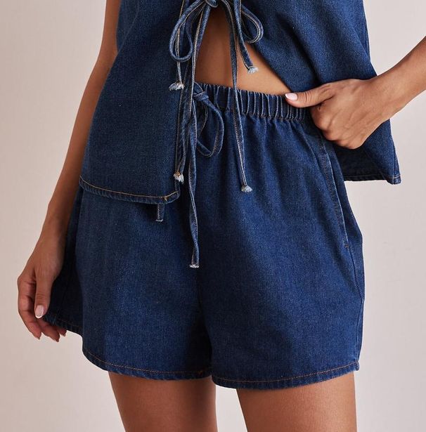 Women's Clothing Summer Fashion Casual Sleeveless Lace-up High Waist Women's Vest Denim Suit Shorts_ecoleips.com