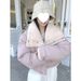 girl Girl Girl 2025 New Lamb Wool Patchwork Down Cotton For Women, Reversible Large Collar Short Coat, Korean Style Puffer Jacket_ecoleips.com