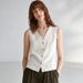 Women's Old Fashioned Linen Vest V Neck Sleeveless Top for Commuting Summer Style Luxurious Relaxed Casual_ecoleips.com