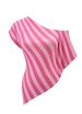 Women's Pure Asymmetrical Neckline Short Sleeved T-Shirt Summer Casual Basic Fitted Waist American Style Irregular Top_ecoleips.com