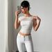 European And American 2025 Summer New Women's Sequined Mesh Off Shoulder Bow Pleated T Shirt Top_ecoleips.com