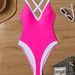 Aria Basics 2024 New European And American Bikini Tight Sexy Solid Color One-Piece Swimsuit Cross-Border Hot Spring Swimwear_ecoleips.com