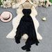 Elegant French Style Slip Dress with Padded Bra Starry Sky Shimmering Sequins Slim Fit Irregular Design Women's New Style Dress_ecoleips.com