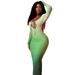 Women's Ombre Floral Print Long Sleeve Backless Tie Bodycon Midi Dress – Casual Fall Office Gown_ecoleips.com