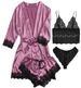 Aria Basics Aria Basics New European American Style 4-Piece Lace Strap Pajamas Women's Summer Set With Robe And Nightdress Wholesale_ecoleips.com