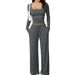 Women's Autumn Casual Lounge Set - Long Sleeve Crop Top & High-Waisted Pants, Comfortable Stretchy Outfit For Workout, Travel & Daily Wear_ecoleips.com