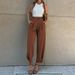Women's Clothing Fashion Solid Color Loose High Waist Cuffed Suit Pants_ecoleips.com