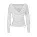 AD885 Women's White Lace T-Shirt With Dropped Collar, Early Autumn Two-Piece Long Sleeve Slim Fit Base Shirt_ecoleips.com