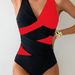 Aria Basics 2025 New European And American Style Swimwear For Women, Color Block Cross Tie One-Piece Bikini Swimsuit, Cross-Border_ecoleips.com