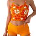 Women's Clothing Tankini Print High Waist Boxer Briefs Conservative Bikini Split Swimsuit Swimwear_ecoleips.com