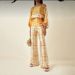 K New Women's Printed Round Neck Loose Bat Sleeve Waist Wide Leg Pants Fashion Set. No Necklaces Or Other Accessories_ecoleips.com