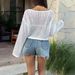 Y2k Sexy Hollow-Out Long Sleeve T-Shirt For Women - Fashionable Cropped Top With Breathable Design (White/Pink/Black, S/M/L/Xl)_ecoleips.com