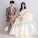 French Light 2026 New Simple Forest Style Super Fairy Floor-Length Outdoor White Engagement Wedding Dress_ecoleips.com